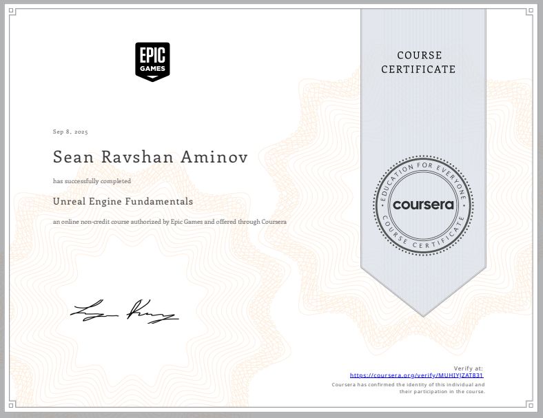 Coursera certificate: Fundamentals of Level Design with Unreal Engine